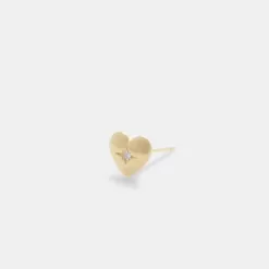 Coach 14K Gold Heart Single Stud Earring Jewelry Women Gold