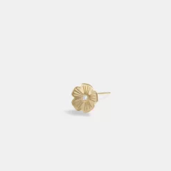Coach 14K Gold Tea Rose Single Stud Earring Jewelry Women Gold