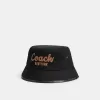 Coach 1941 Embroidered Denim Bucket Hat Hats Women Black