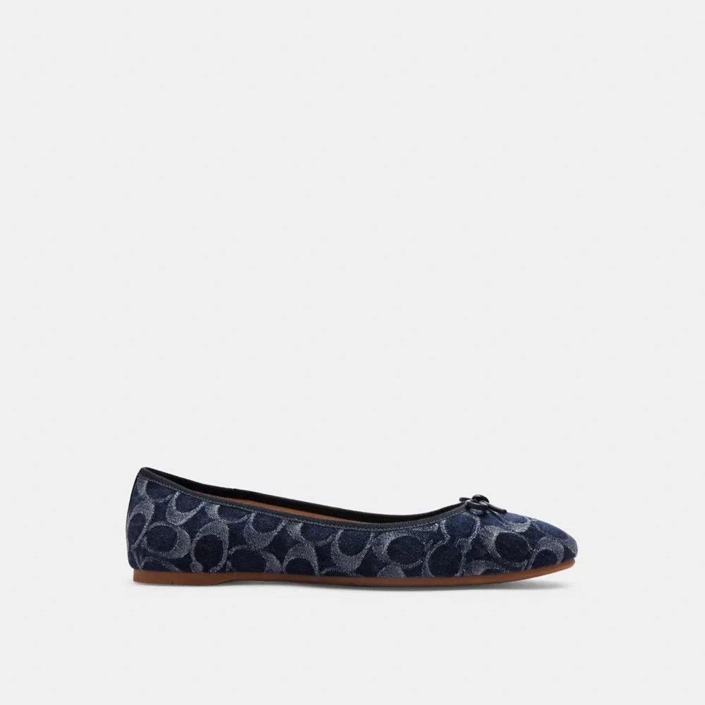 Coach Abigail Flat In Signature Denim Flat Shoes Women Blue Coach Abigail Flat In Signature Denim Flat Shoes Women Blue