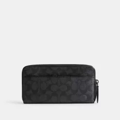 Coach Accordion Wallet In Signature Canvas With Graphic Large Wallet Men Gray Multicolored