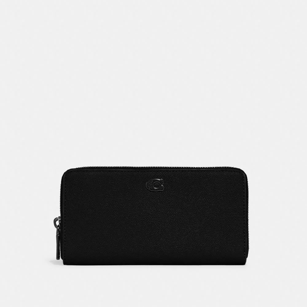 Coach Accordion Wallet With Signature Canvas Interior Large Wallet Women Black Coach Accordion Wallet With Signature Canvas Interior Large Wallet Women Black