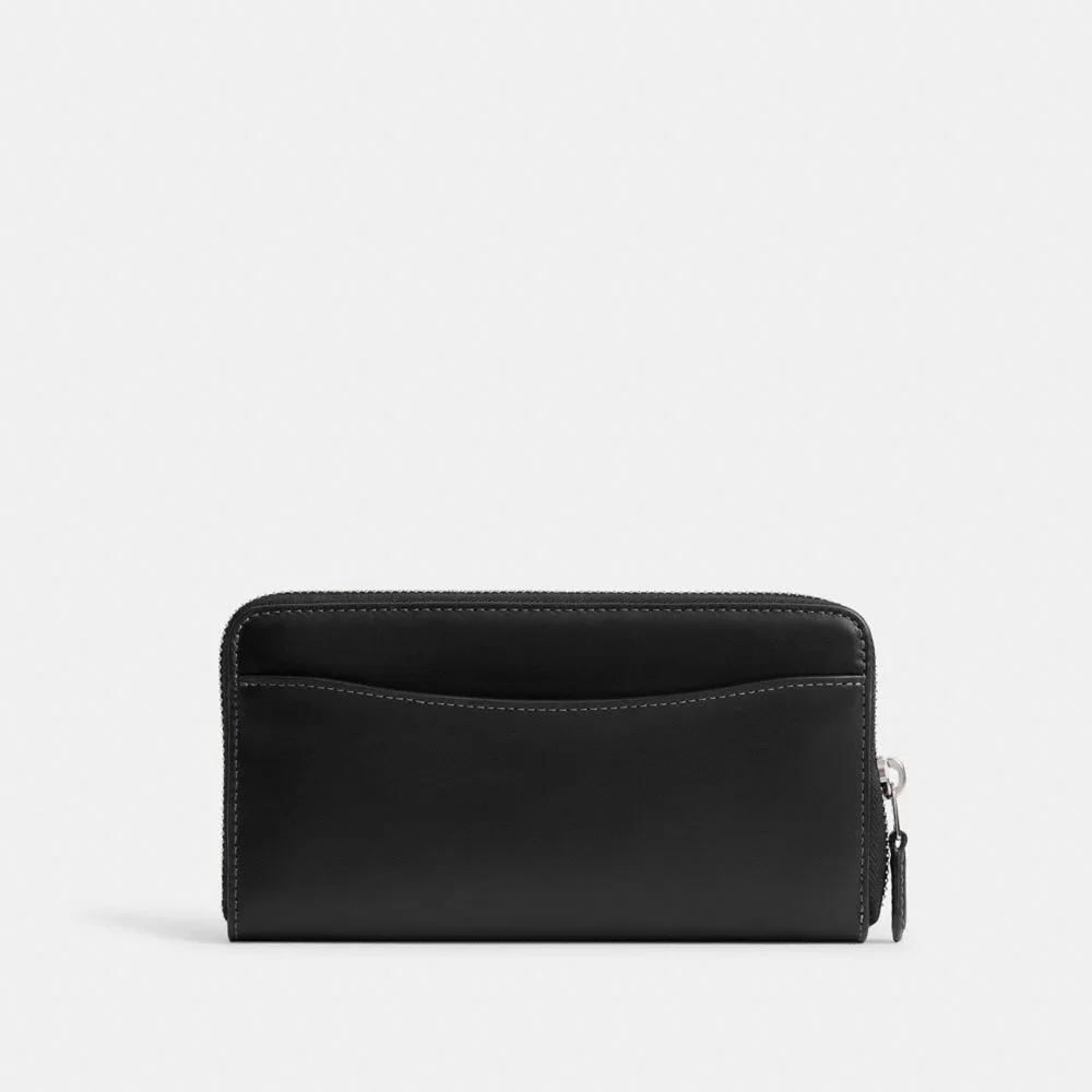 Coach Accordion Zip Wallet Large Purse Women Silver Black Coach Accordion Zip Wallet Large Purse Women Silver Black