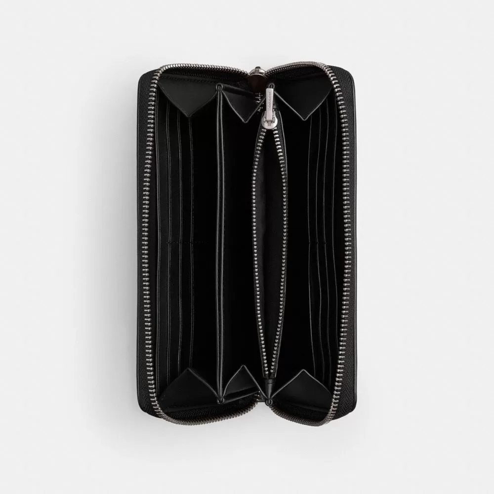 Coach Accordion Zip Wallet Large Purse Women Silver Black Coach Accordion Zip Wallet Large Purse Women Silver Black