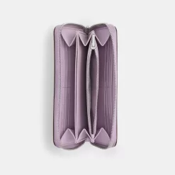 Coach Accordion Zip Wallet Large Purse Women Silver Purple