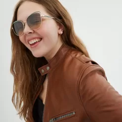 Coach Bandit Wire Oval Sunglasses Glasses Women Green Yellow