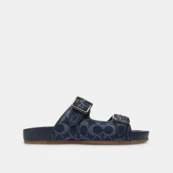 Coach Buckle Strap Sandal In Signature Denim Sandals Men Blue