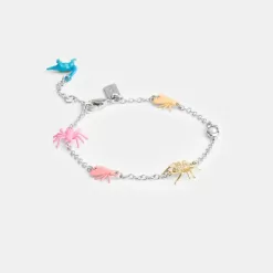Coach Bug Charm Bracelet Jewelry Women Silver Multicolored