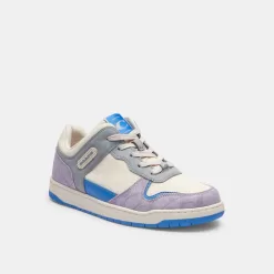 Coach C201 Low Top Sneaker In Signature Canvas Sneakers Women Purple