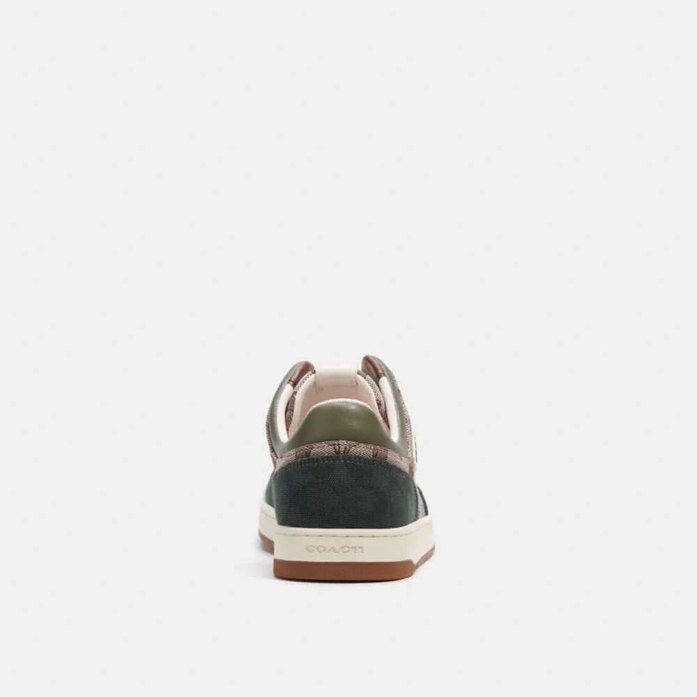 Coach C201 Sneaker In Mixed Signature Fabric Sneakers Men Green Coach C201 Sneaker In Mixed Signature Fabric Sneakers Men Green