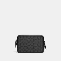 Coach Charter Crossbody In Signature Jacquard Shoulder Bag Men Gray Black