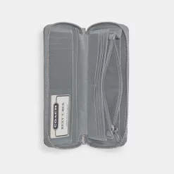 Coach Continental Wallet Large Wallet Women Silver Gray Blue