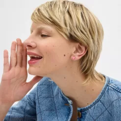 Coach Fly Stud Earrings Jewelry Women Silver Pink