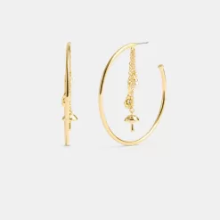 Coach Garden Charms Hoop Earrings Jewelry Women Gold