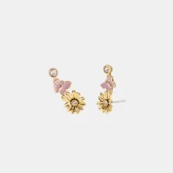 Coach Garden Charms Stud Earrings Jewelry Women Gold Multicolored