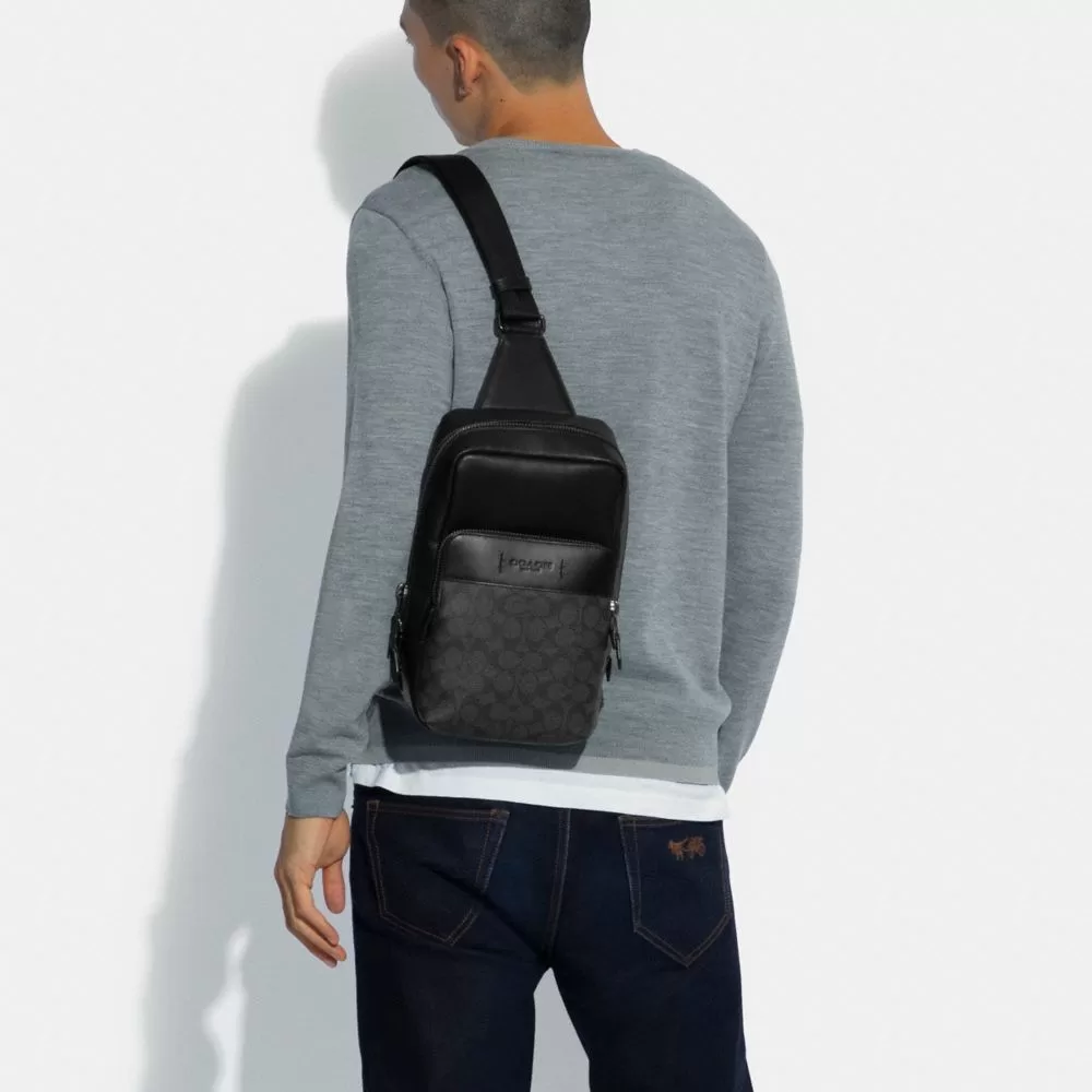 Coach Gotham Pack In Signature Canvas Backpacks Men Black Copper Gray Black Coach Gotham Pack In Signature Canvas Backpacks Men Black Copper Gray Black