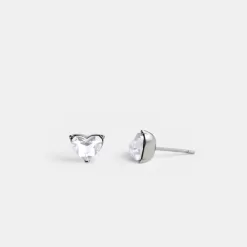 Coach Halo Heart Stud Earrings Jewelry Women Silver