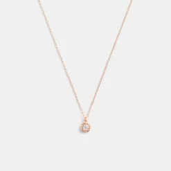 Coach Halo Tea Rose Pendant Necklace Jewelry Women Pink Gold