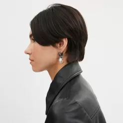 Coach Heart Gemstone Earrings Jewelry Women Silver