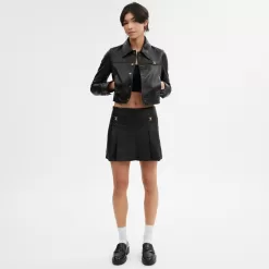 Coach Heritage C Leather Mini Skirt Bottoms Women Black