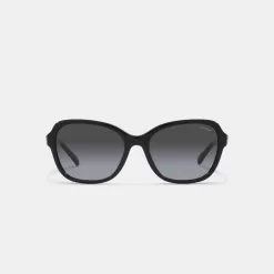 Coach Hinged Horse And Carriage Square Sunglasses Women Black