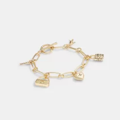 Coach Iconic Charm Chain Bracelet Jewelry Women Gold