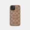 Coach Iphone 15 Plus Case In Signature Canvas Travel Bag Women’s Beige