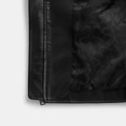 Coach Leather Racer Jackets Men Black