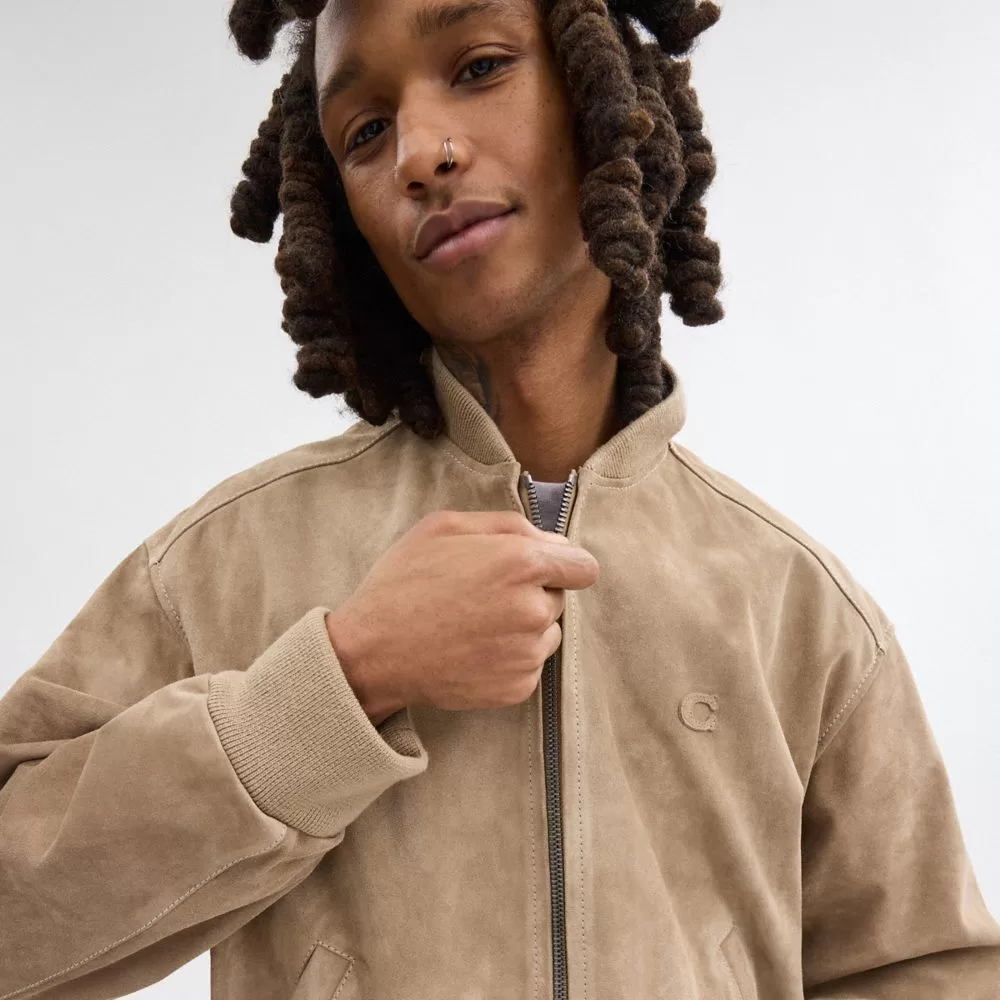 Coach Lightweight Suede Jacket Jackets Men Beige Coach Lightweight Suede Jacket Jackets Men Beige