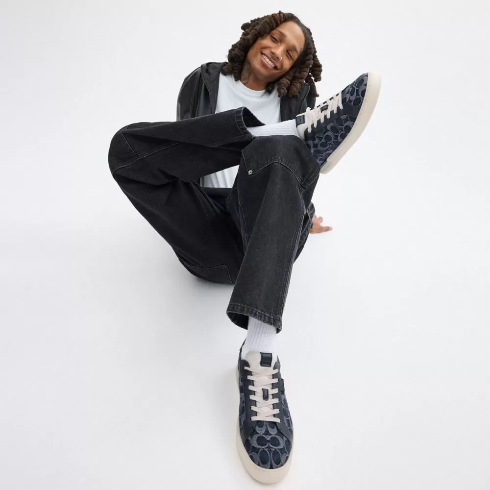 Coach Lowline Low Top Sneaker In Signature Denim Sneakers Men Blue Coach Lowline Low Top Sneaker In Signature Denim Sneakers Men Blue