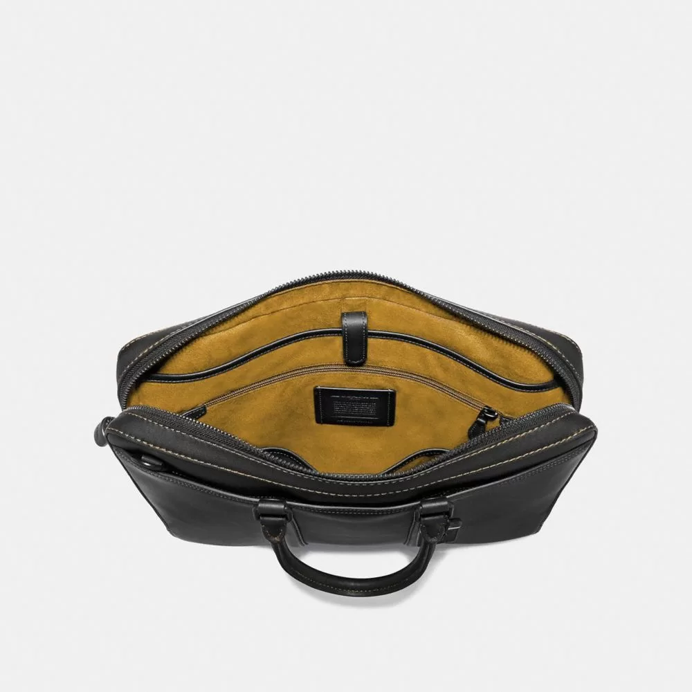 Coach Metropolitan Slim Brief Briefcase Men Black Copper Black Coach Metropolitan Slim Brief Briefcase Men Black Copper Black