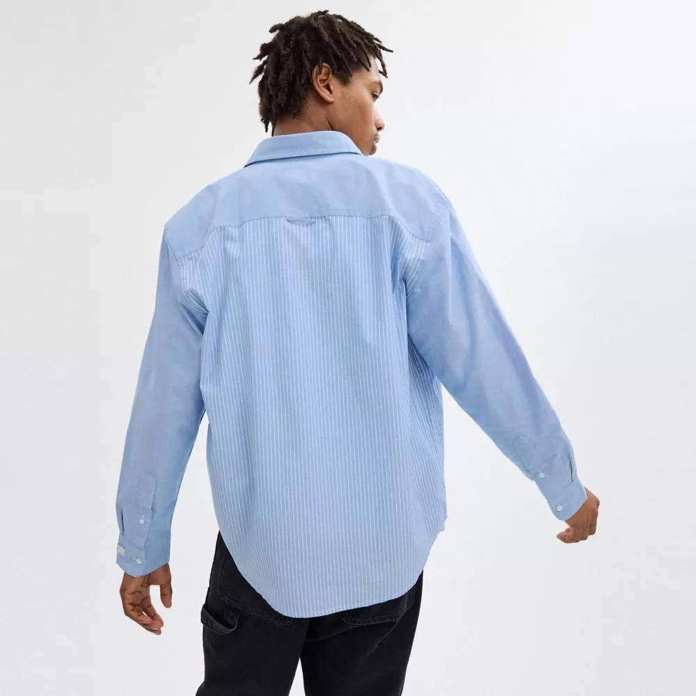 Coach Mix Media Shirt Tops Men Blue White Coach Mix Media Shirt Tops Men Blue White