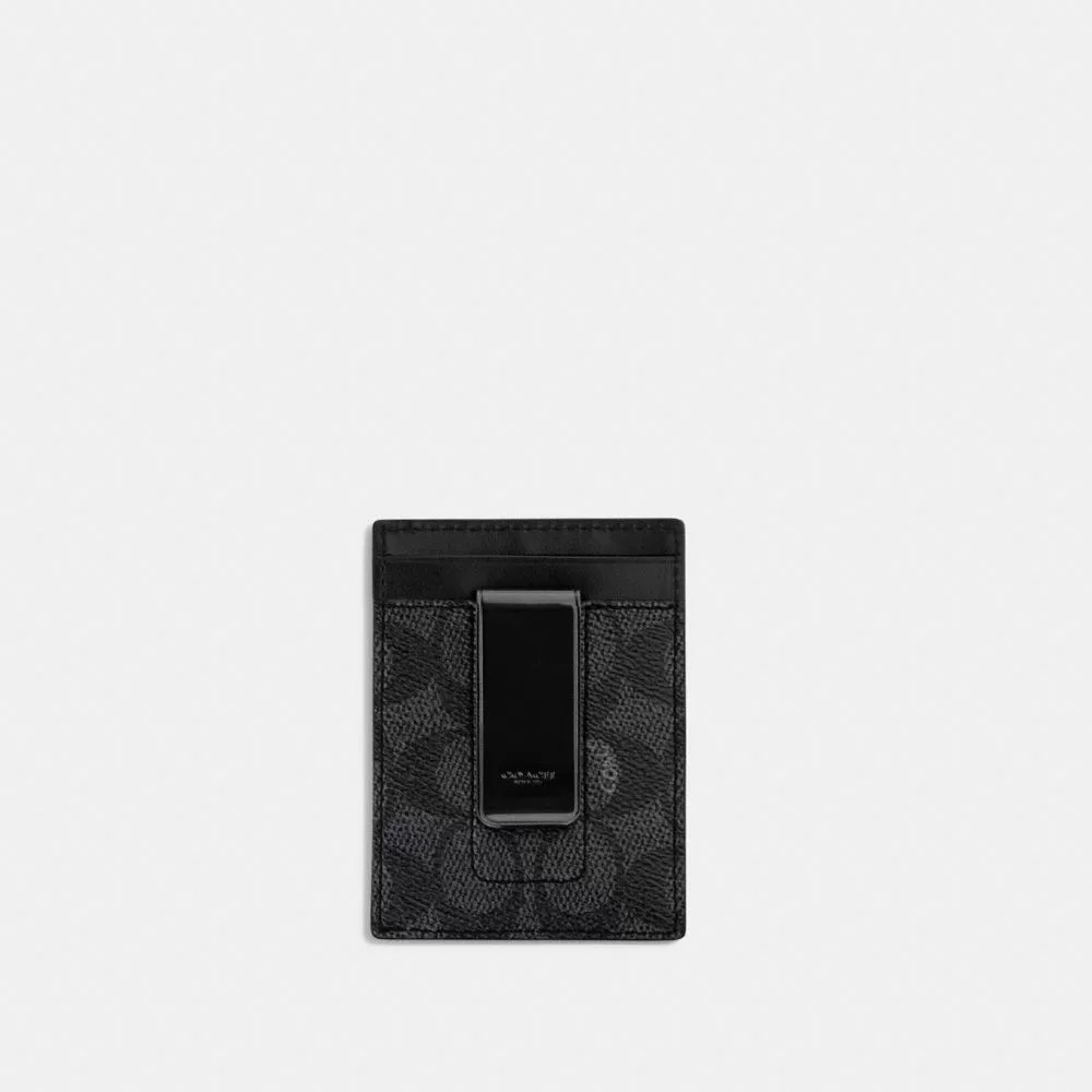 Coach Money Clip Card Case In Signature Canvas Card Case Men Gray Coach Money Clip Card Case In Signature Canvas Card Case Men Gray