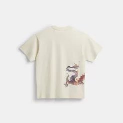Coach New Year T Shirt With Dragon Tops Men White