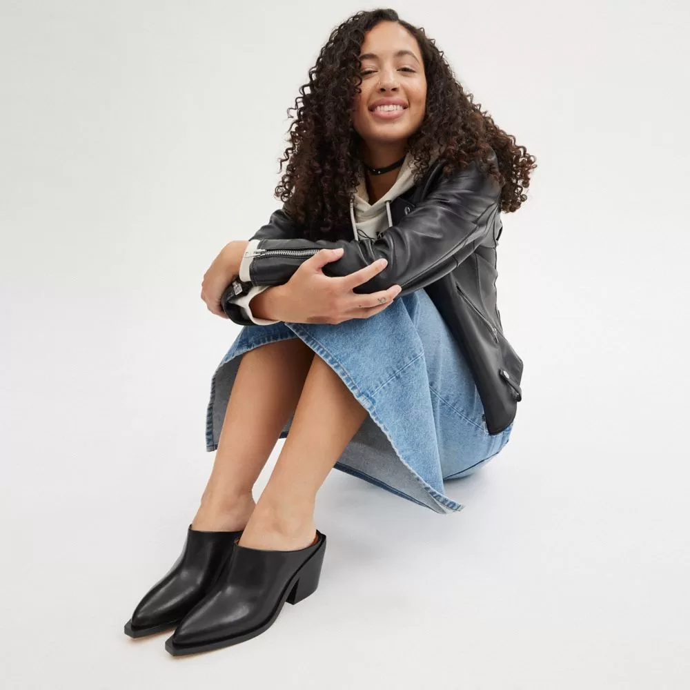 Coach Paloma Mule High Shoes Women Black Coach Paloma Mule High Shoes Women Black