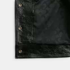 Coach Patent Leather Jacket Jackets Women Black