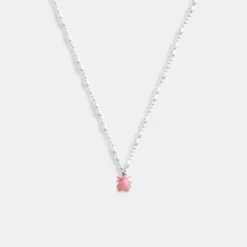 Coach Pearl Fly Pendant Necklace Jewelry Women Silver Multicolored