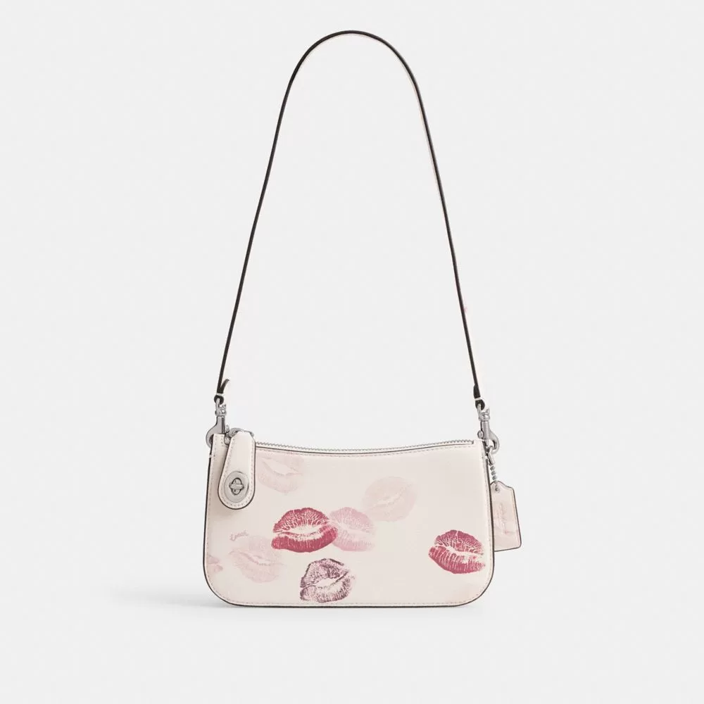 Coach Penn Shoulder Bag With Lip Print Shoulder Bag Women Silver Multicolored Coach Penn Shoulder Bag With Lip Print Shoulder Bag Women Silver Multicolored