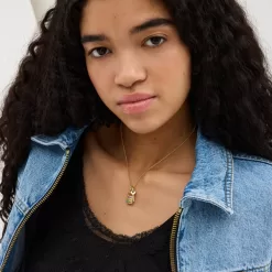 Coach Rainbow Quilted Padlock Key Pendant Necklace Jewelry Women Gold Multicolor