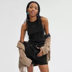 Coach Ribbed Script Tank Top Tops Women Black