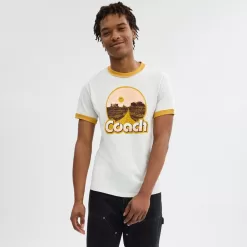 Coach Roadside Ringer T Shirt Tops Mens White