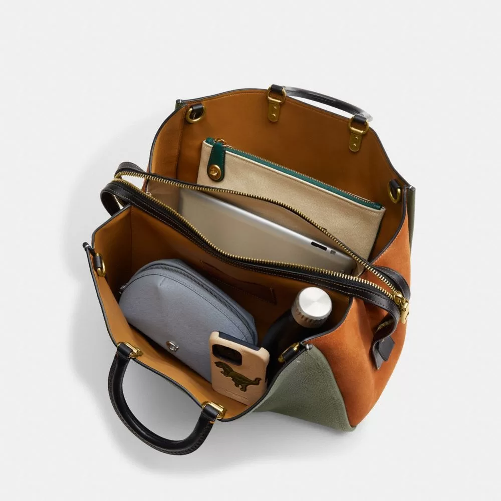 Coach Rogue Bag 39 In Colorblock Satchel Bag Women Green Multicolored Coach Rogue Bag 39 In Colorblock Satchel Bag Women Green Multicolored