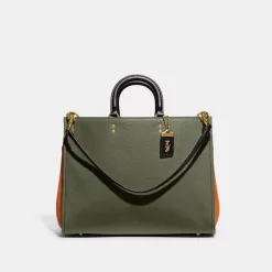 Coach Rogue Bag 39 In Colorblock Satchel Bag Women Green Multicolored