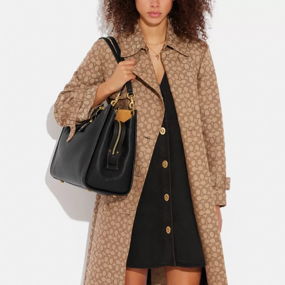 Coach Rogue Bag 39 In Regenerative Leather Satchel Bag Women Black Coach Rogue Bag 39 In Regenerative Leather Satchel Bag Women Black