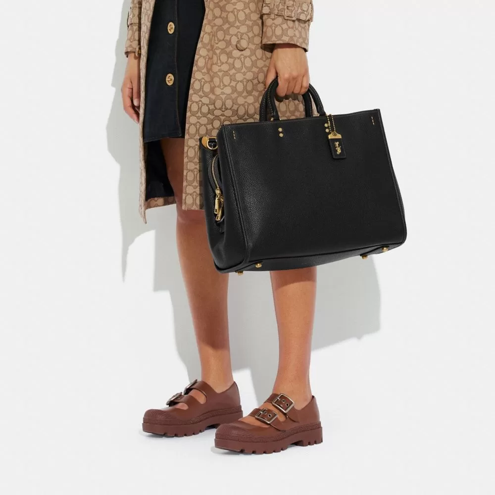 Coach Rogue Bag 39 In Regenerative Leather Satchel Bag Women Black Coach Rogue Bag 39 In Regenerative Leather Satchel Bag Women Black