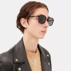 Coach Rounded Geometric Sunglasses Sunglasses Men Black