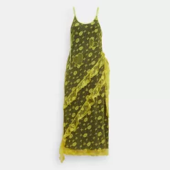 Coach Ruffle Lace Dress Dress Women Yellow