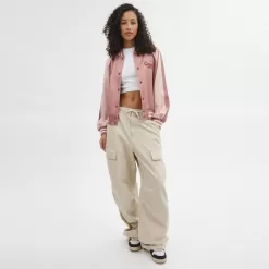 Coach Satin Varsity Jacket Jackets Women Pink