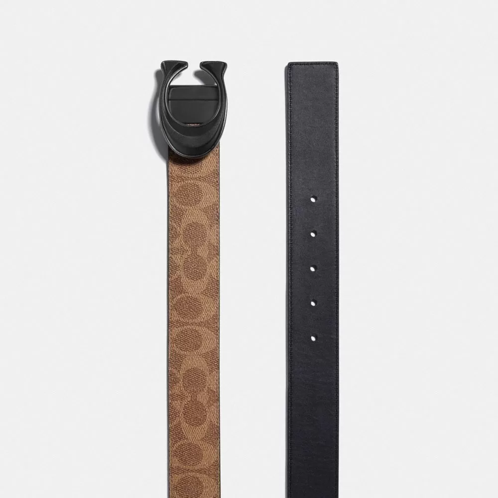 Coach Signature Buckle Cut To Size Reversible Belt, 38 Mm Belt Men Khaki Black Coach Signature Buckle Cut To Size Reversible Belt, 38 Mm Belt Men Khaki Black