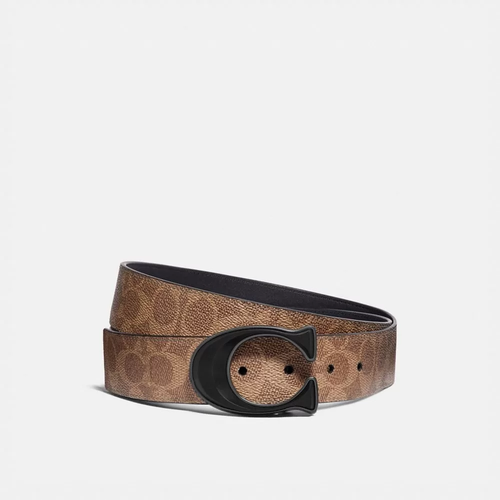 Coach Signature Buckle Cut To Size Reversible Belt, 38 Mm Belt Men Khaki Black Coach Signature Buckle Cut To Size Reversible Belt, 38 Mm Belt Men Khaki Black